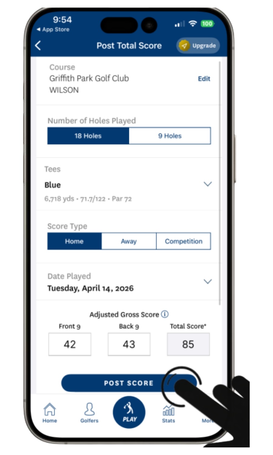 Post your score in the GHIN app